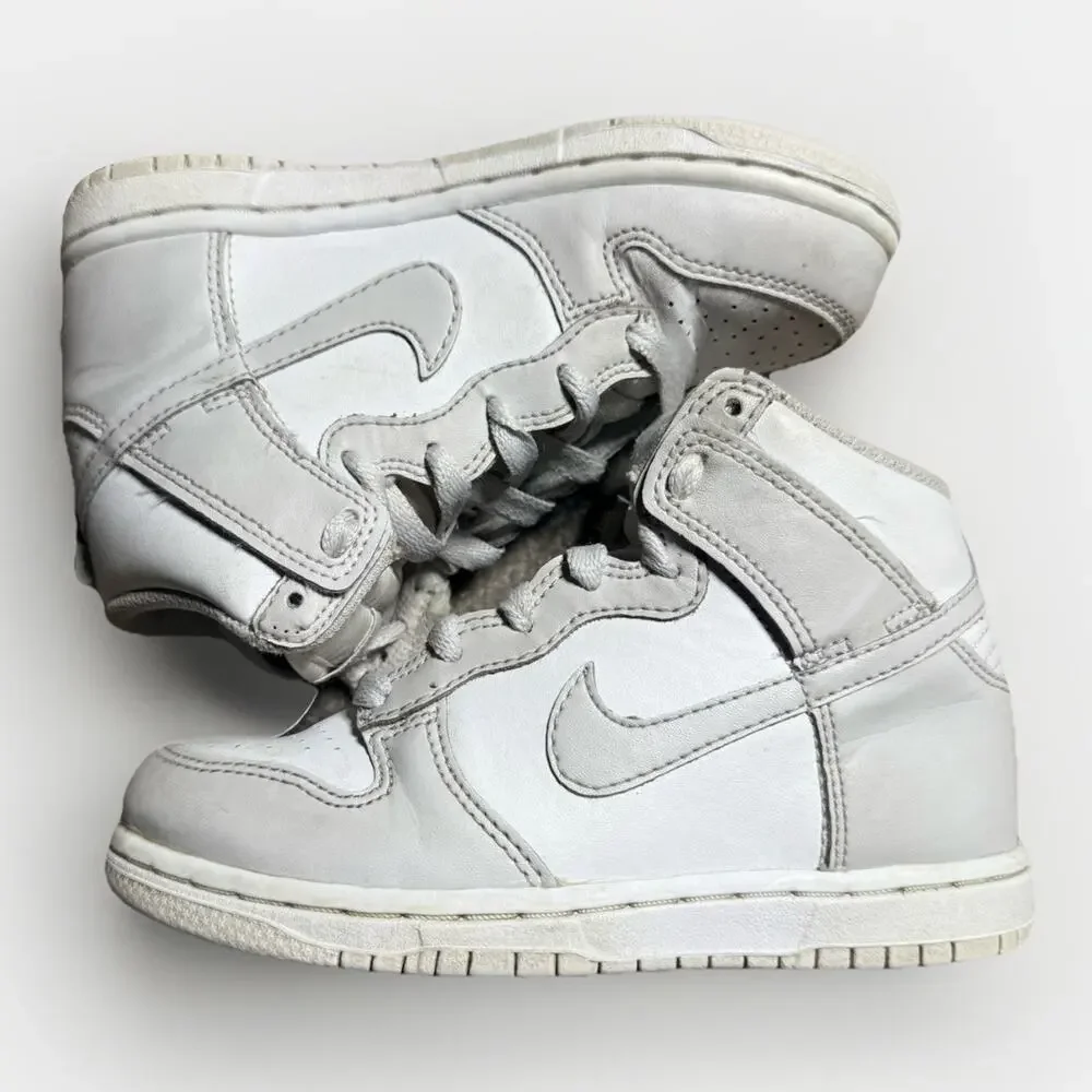 Nike Dunk High Retro White Vast Grey Toddler Kids 11C DD2314-101 GUC Grey White